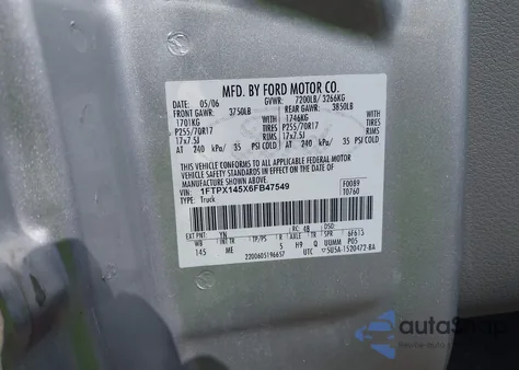 2006 Ford F-150 Fx4/Lariat/Xl/Xlt from USA, damaged, VIN 1FTPX145X6FB47549